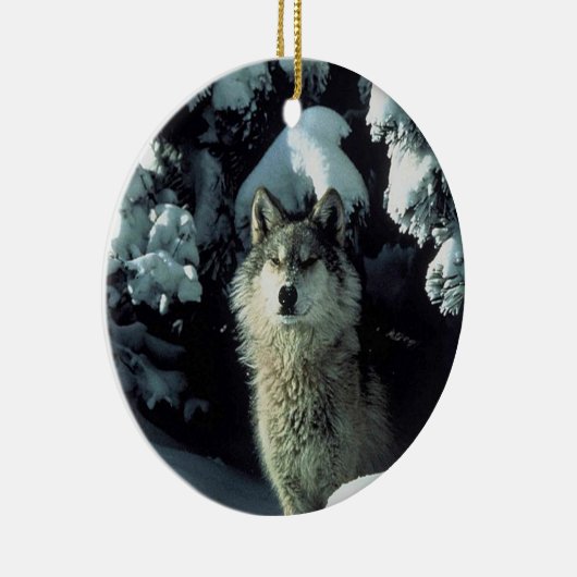 Ornement En Céramique Loup dans la neige (Droite)