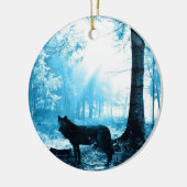 Ornement En Céramique Loup noir seul dans la forêt (Gauche)