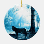Ornement En Céramique Loup noir seul dans la forêt (Dos)