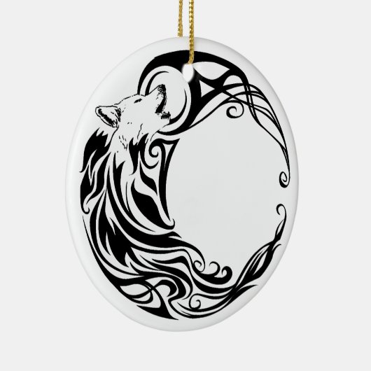 Ornement En Céramique Loup tribal (Droite)