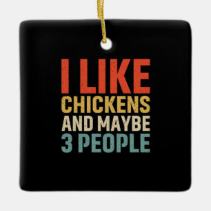 Ornement En Céramique Louvain de poulet J'Aime Les Poulets