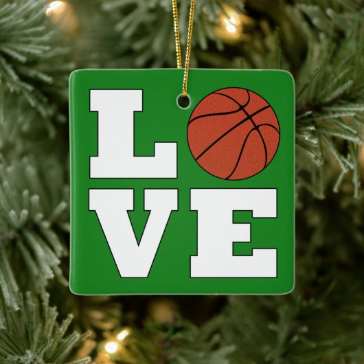 Ornement En Céramique LOVE Basketball Red and Green Christmas Basketball (Arbre)