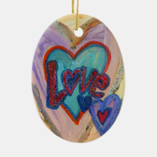 Ornement En Céramique Love Family Hearts Ornament Art