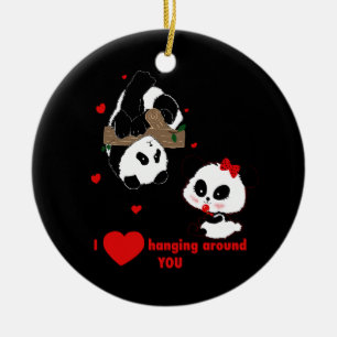 Ornement En Céramique Love Hanging Around You PANDA BEARS by LeahG