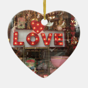 Ornement En Céramique LOVE NYC Valentine's Day Store Window Heart Sign
