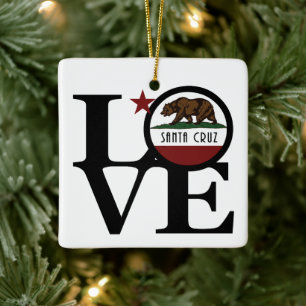 Ornement En Céramique LOVE Père Noël Cruz Californie
