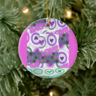 Ornement En Céramique Lovely Love Heart Motif Art Imprimer