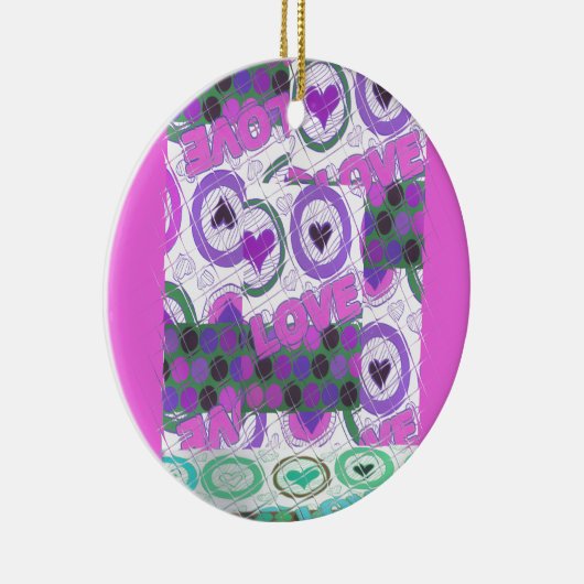 Ornement En Céramique Lovely Love Heart Motif Art Imprimer (Droite)