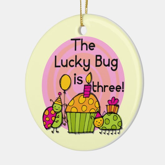 Ornement En Céramique Lucky Bug Cupcake 3e Anniversaire Tshirts et cadea (Gauche)