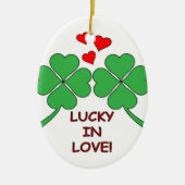 Ornement En Céramique Lucky In Love Hearts Clover (Devant)