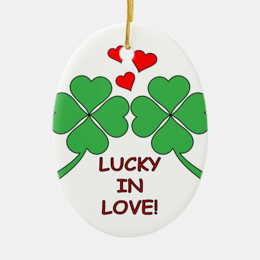 Ornement En Céramique Lucky In Love Hearts Clover (Devant)