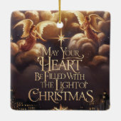 Ornement En Céramique Lumière de Noël Angélique carte postale design (Dos)