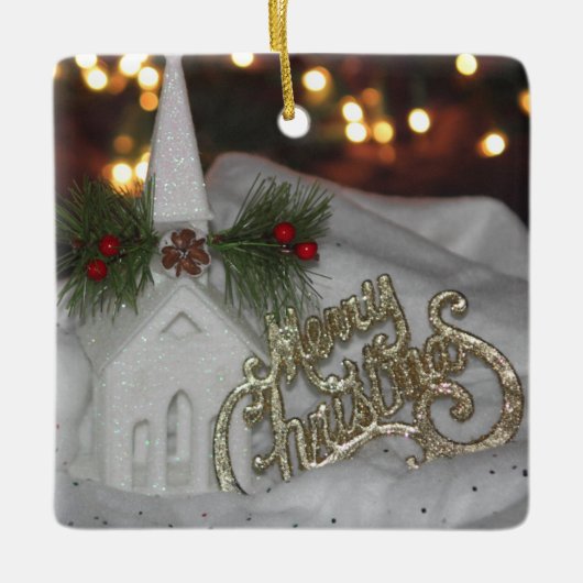 Ornement En Céramique Lumières de l'église rustique Joyeux Noël James 1: (Devant)