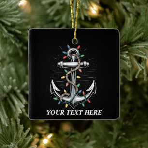 Ornement En Céramique Lumières de Noël personnalisées Bateau de voile