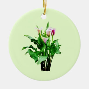 Ornement En Céramique Lys calla roses et blancs