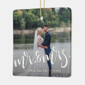Ornement En Céramique M. & Mme Distressed Overlay Mariage photo (Gauche)
