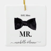 Ornement En Céramique M. & Mme Mariage Noir & Blanc (Devant)