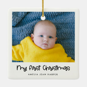 Ornement En Céramique Ma première photo de bébé de Noël