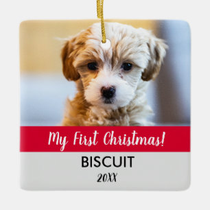 Ornement En Céramique Ma première photo de chiot de Noël et vacances d'a