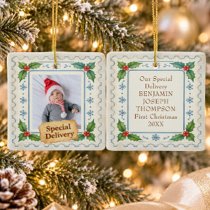 Ornement En Céramique Ma première photo de Noël Livraison spéciale