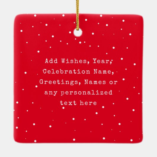 Ornement En Céramique Machine à écrire de Noël minimale | Texte personna (Dos)