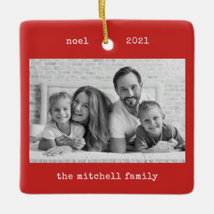 Ornement En Céramique Machine à écrire rouge   Deux photos et texte simp