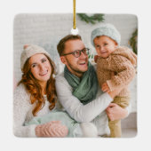 Ornement En Céramique Machine à écrire Texte Sage Green First Christmas  (Dos)