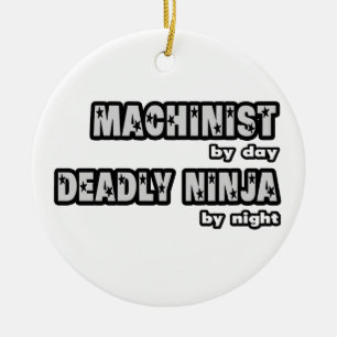 Ornement En Céramique Machiniste Le Jour...Ninja Mortelle La Nuit