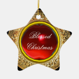 Ornement En Céramique Madonna de la grenade / Ruby Gemstone Star