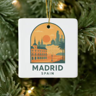 Ornement En Céramique Madrid Vintage Espagne Voyage – Ville Rétro