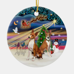 Ornement En Céramique Magie de Noël - Basenjis (deux)