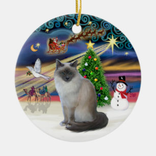 Ornement En Céramique Magie de Noël - Chat Birman