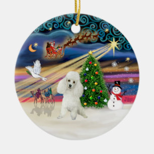 Ornement En Céramique Magie de Noël - Poodle blanc miniature