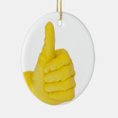Ornement En Céramique Main dans le gant de latex jaune (Droite)