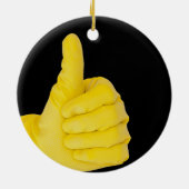 Ornement En Céramique Main dans le gant de latex jaune (Dos)