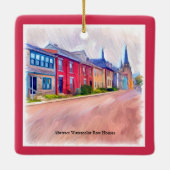 Ornement En Céramique Maisons Abstraites de rangées d'aquarelle (Dos)