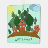 Ornement En Céramique Maisons de village au bord de la forêt. (Gauche)