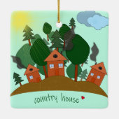 Ornement En Céramique Maisons de village au bord de la forêt. (Dos)