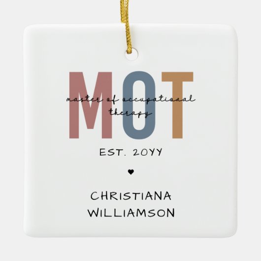 Ornement En Céramique Maîtrise Personnalisée en MdT en ergothérapie (Devant)