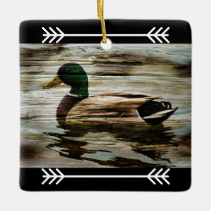 Ornement En Céramique Mallard Duck Artsy Style Cottage