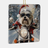 Ornement En Céramique Malti Tzu Chien équitation Moto Noël (Droite)