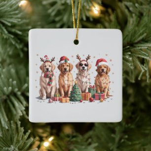 Ornement En Céramique Maman de Golden Retriever amoureuse de Noël pour c