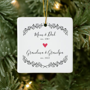Ornement En Céramique Maman Papa Grand-mère Grand-père Année de créati