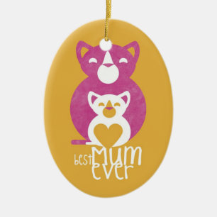 Ornement En Céramique Maman rose de chat