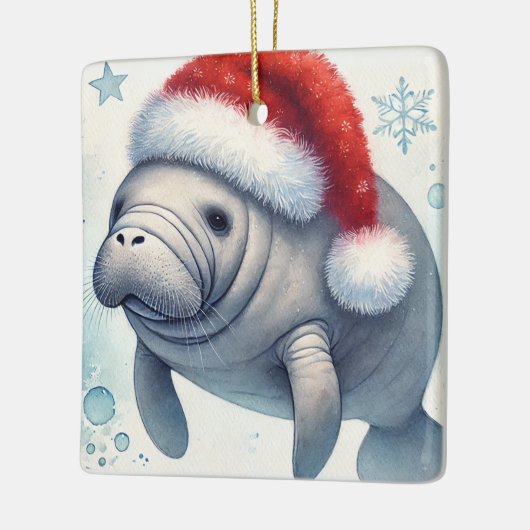 Ornement En Céramique Manat personnalisé avec chapeau de Père Noël (Gauche)