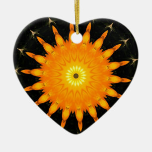 Ornement En Céramique Mandala Kaléidoscope du Soleil Radieux Art