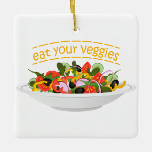 Ornement En Céramique Mangez vos Légumes Citer salade fraîche mélange bo