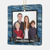 Ornement En Céramique Marbre bleu moderne photo personnalisée (Gauche)