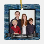 Ornement En Céramique Marbre bleu moderne photo personnalisée (Devant)