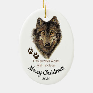 Ornement En Céramique Marches de Noël avec Citation de loups